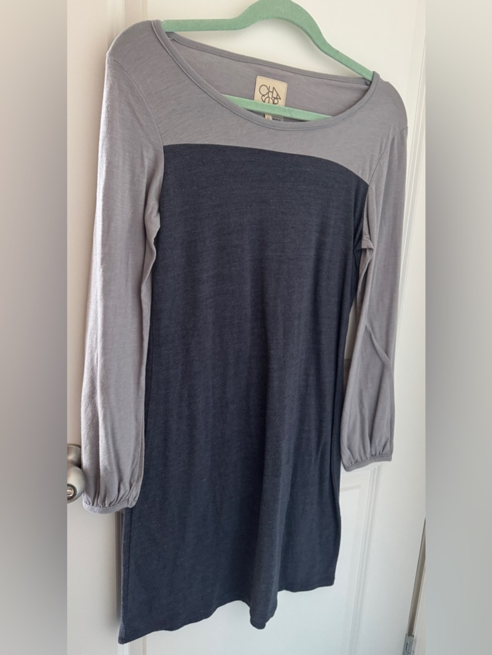 NWOT-CHASER Navy & Grey Long Sleeve Tunic Dress-Medium